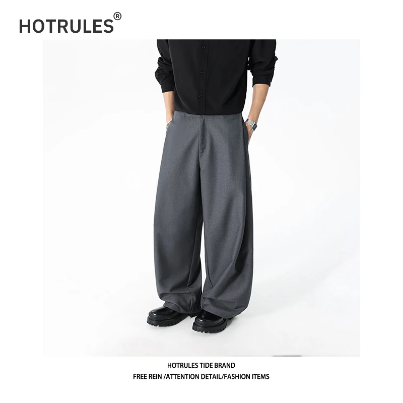 HOTRULES高级感裤子男秋季宽松西装裤美式潮流直筒阔腿美式休闲裤