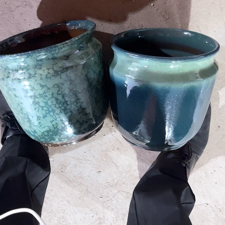 紫砂花盆口径20高度20两只瑕疵