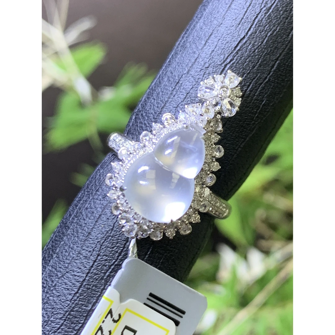 白冰葫芦戒指两用款 天然翡翠A货裸石：12.6*8.4mmDB2.25高冰戒指