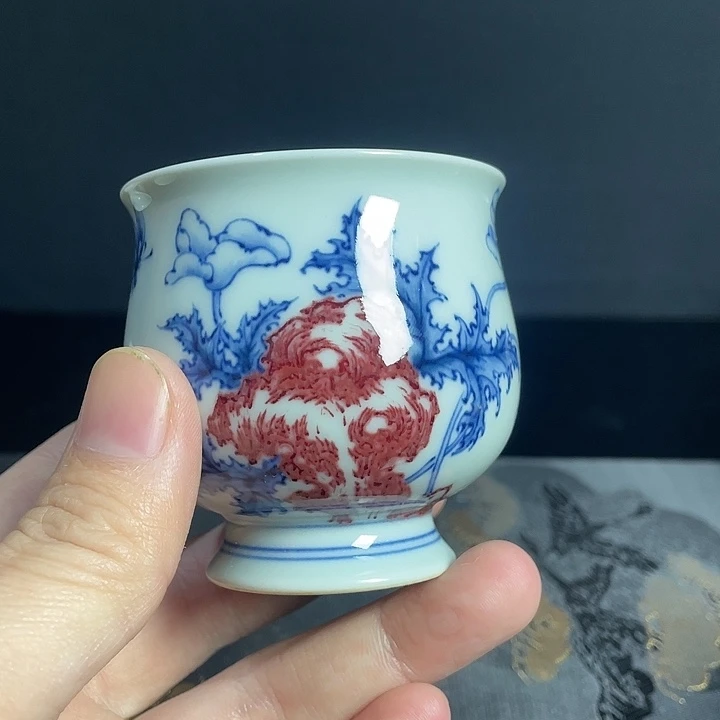 龙***人青花釉里红柴窑主人杯