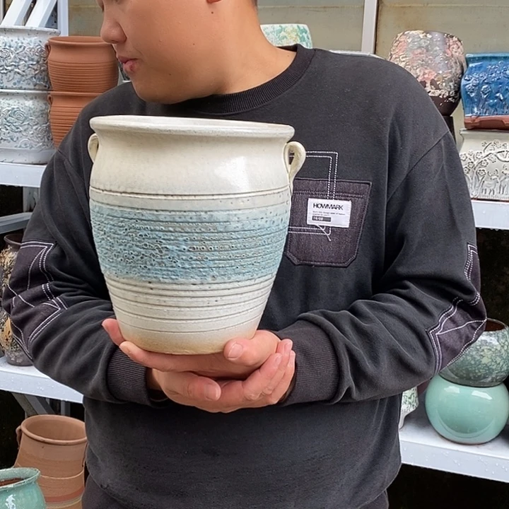 紫砂花盆喽18高22瑕疵