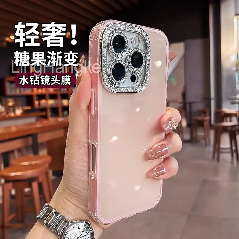 糖果色多巴胺适用iPhone16promax手机壳镜头膜15水钻防摔女14时尚