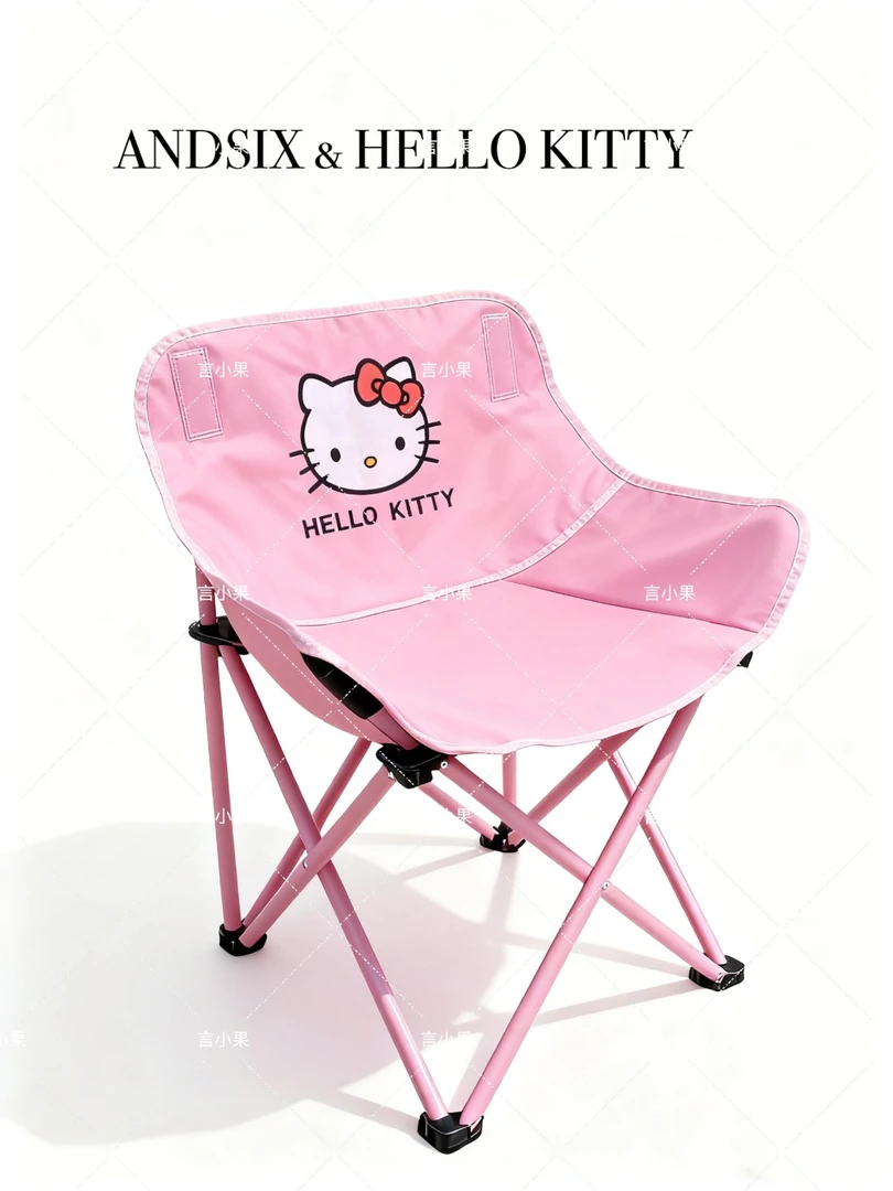 户外hellokitty折叠椅便携式月亮椅露营椅子野餐椅沙滩椅可爱