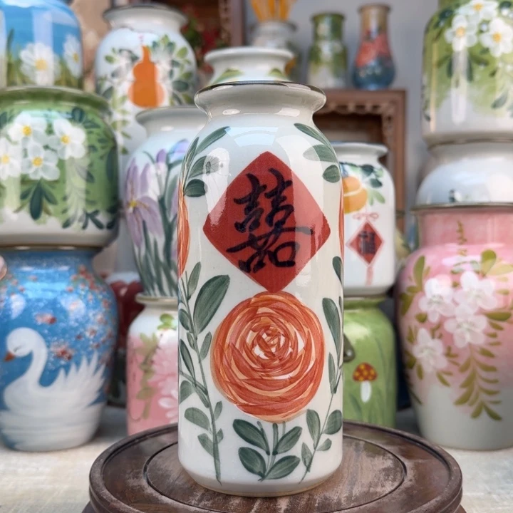 景德镇陶瓷花手绘釉下彩花瓶5356655656566565