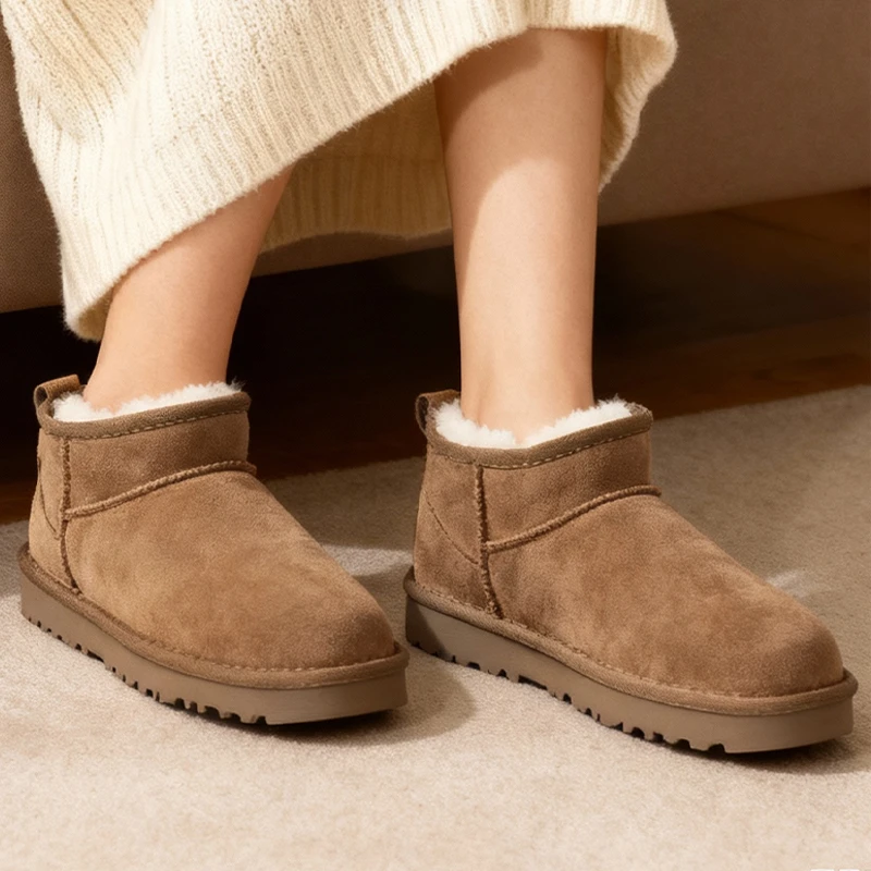 【薄底冬雨Mini】经典2cm短筒羊皮毛一体雪地靴冬季保暖百搭加厚