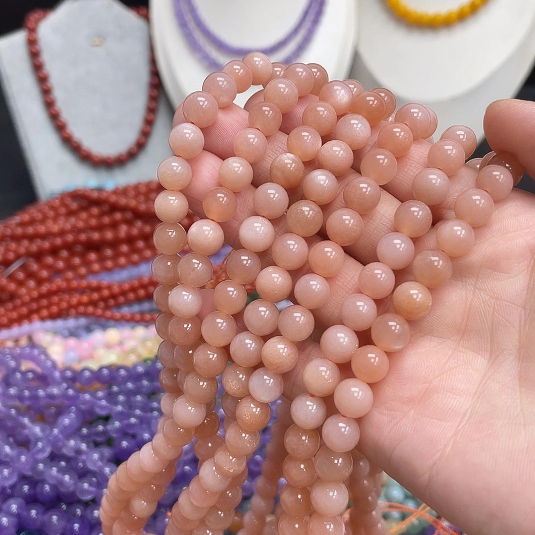 玛瑙/玉髓未镶嵌半成品7a橙色月光石8m