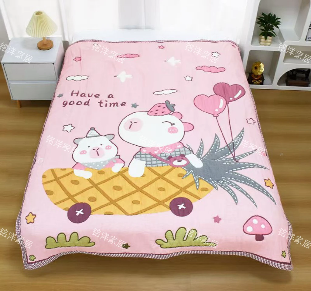 【卡皮菠萝车】 200cm x 230cm 纯棉多功能轻奢超柔轻奢泡芙被