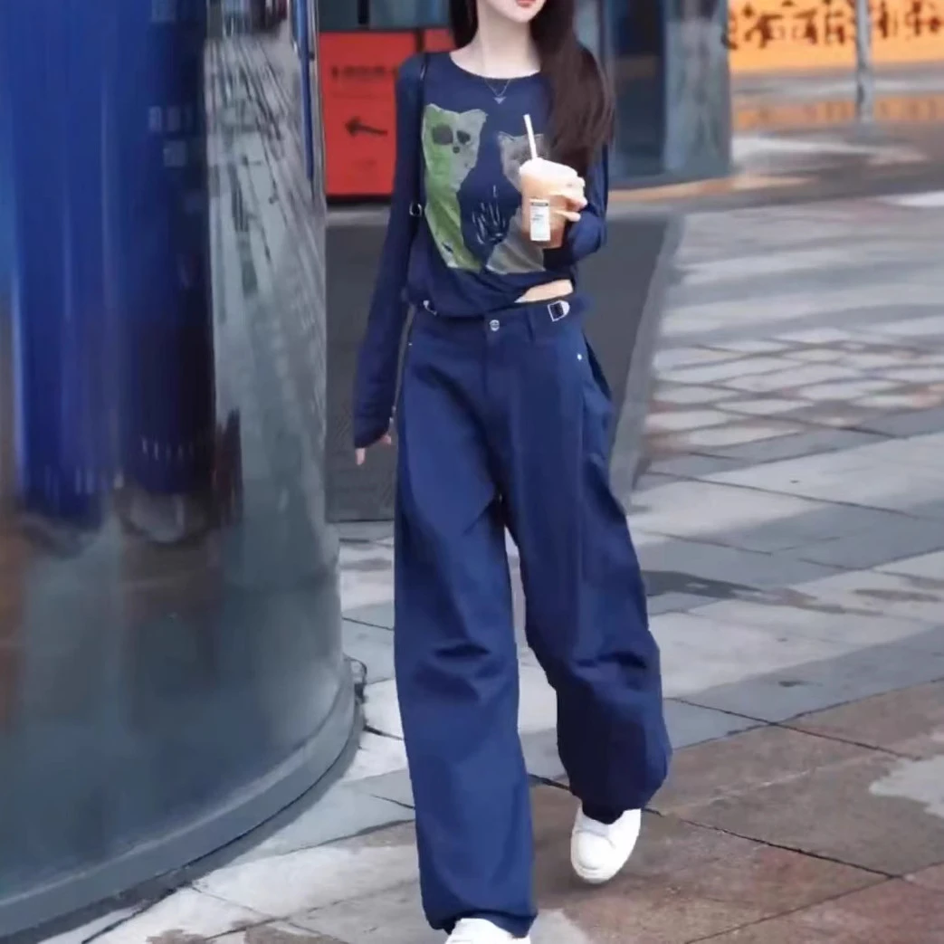 25527大爱美依缘2025夏季新款薄款长袖防晒T恤上衣高腰阔腿长裤女