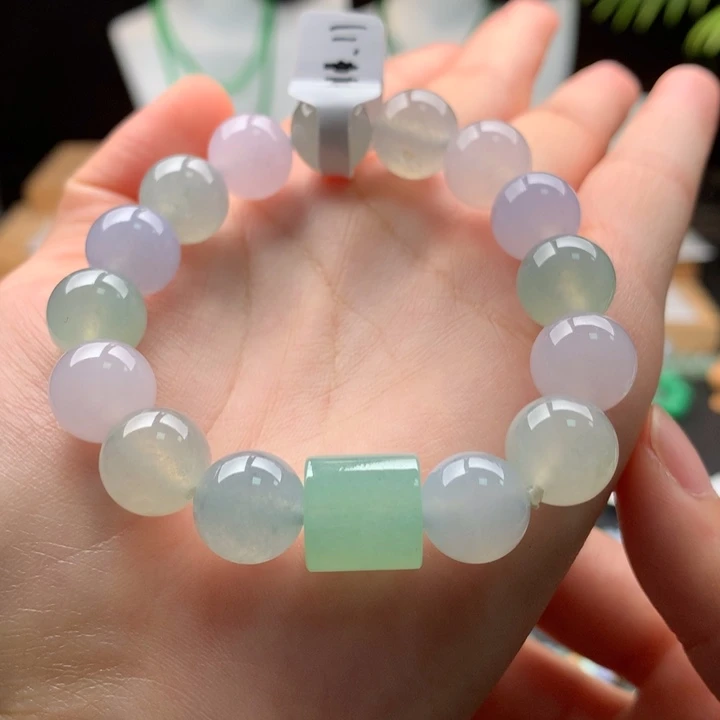 翡翠未镶嵌手串天然缅甸A货翡翠卡12+mm