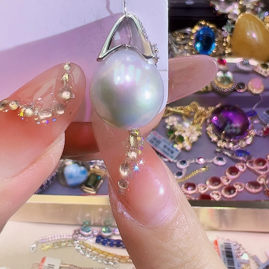 银S925镶嵌淡水珍珠吊坠