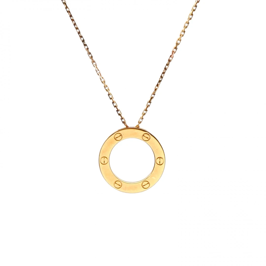 95新 Cartier/卡地亚 【念念】玫瑰金 LOVE 18K金 大圆饼项链