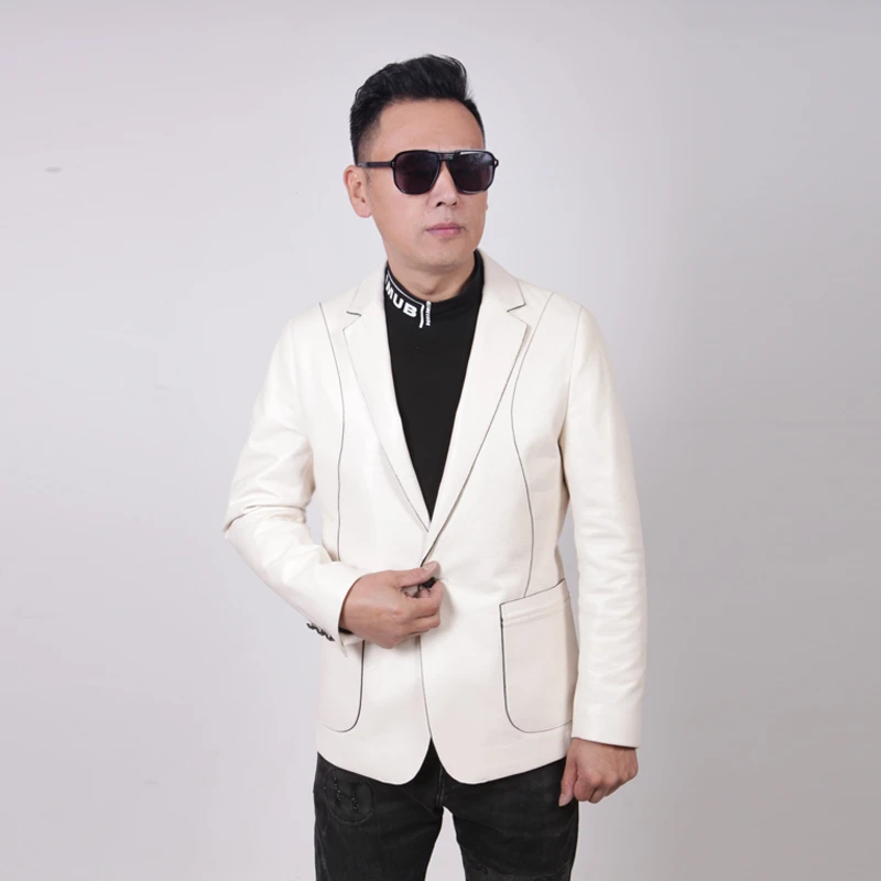 European名品馆皮衣山羊皮休闲时尚西服男士