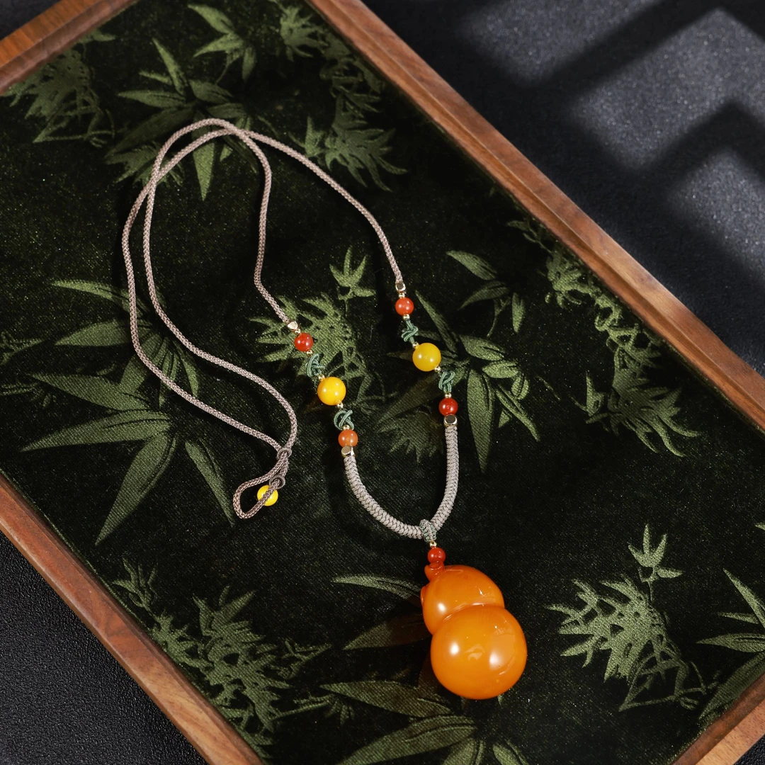 【吉祥福芦】心如珠宝 蜜蜡葫芦多宝绳子项链 XK02718