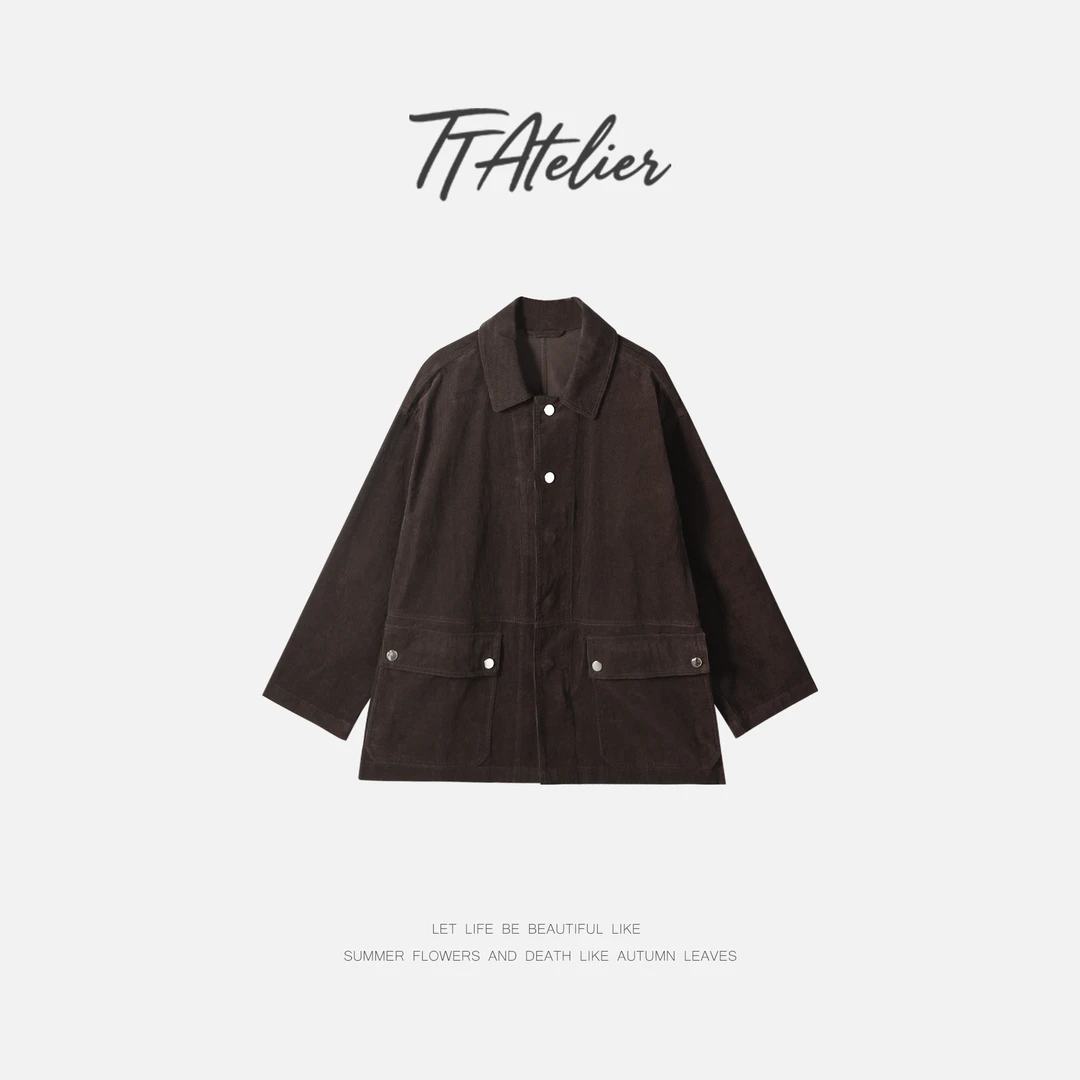 TT设计师【崧屿】日系高级感复古感纯棉琥珀流光灯芯绒外套TT190795