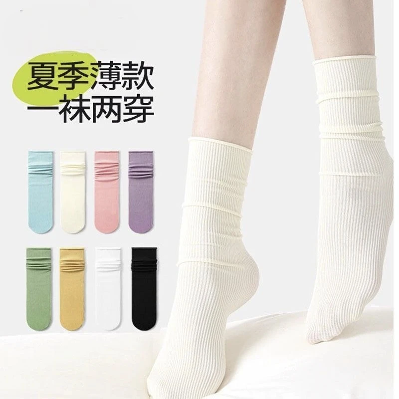 夏季冰冰袜薄款堆堆袜女中筒袜ins百搭潮流长袜