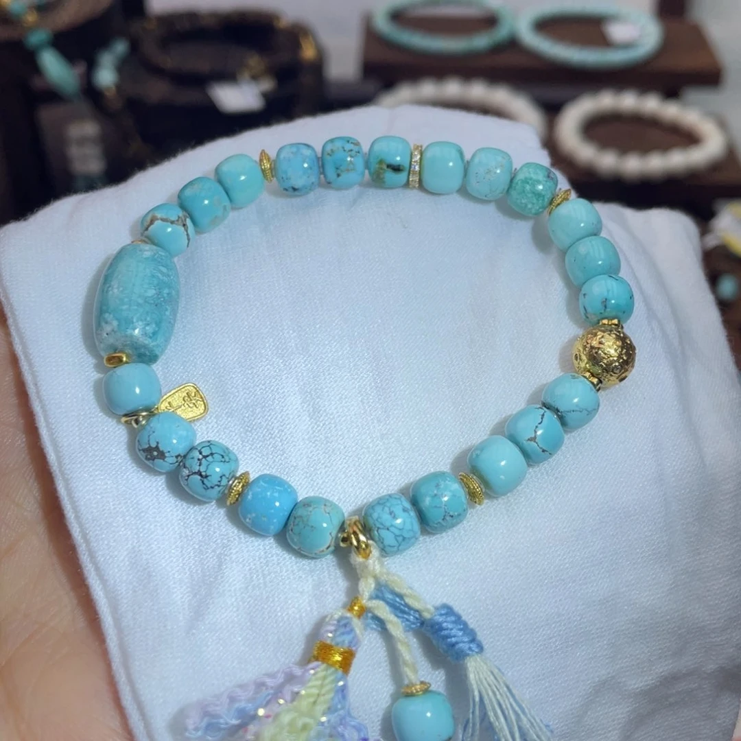 银S925镶嵌绿松石手链n****h