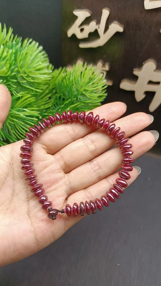 含辰砂工艺品原矿算盘珠随型手串