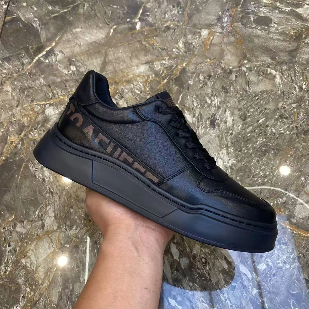 真皮休闲男鞋2025秋季新款男士韩版百搭厚底板鞋时尚系带潮流皮鞋