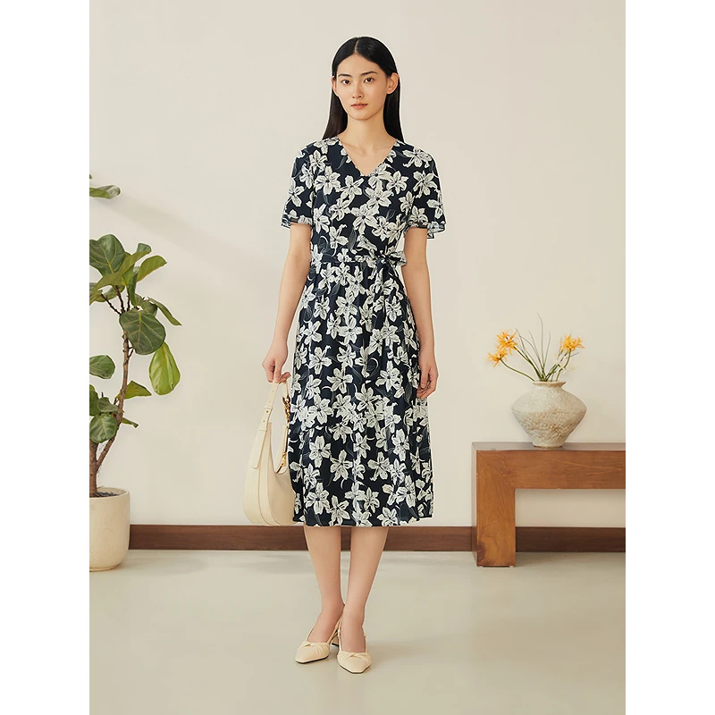 YINER音儿商场柜夏季新款碎花气质时尚法式显瘦长裙8C65205436