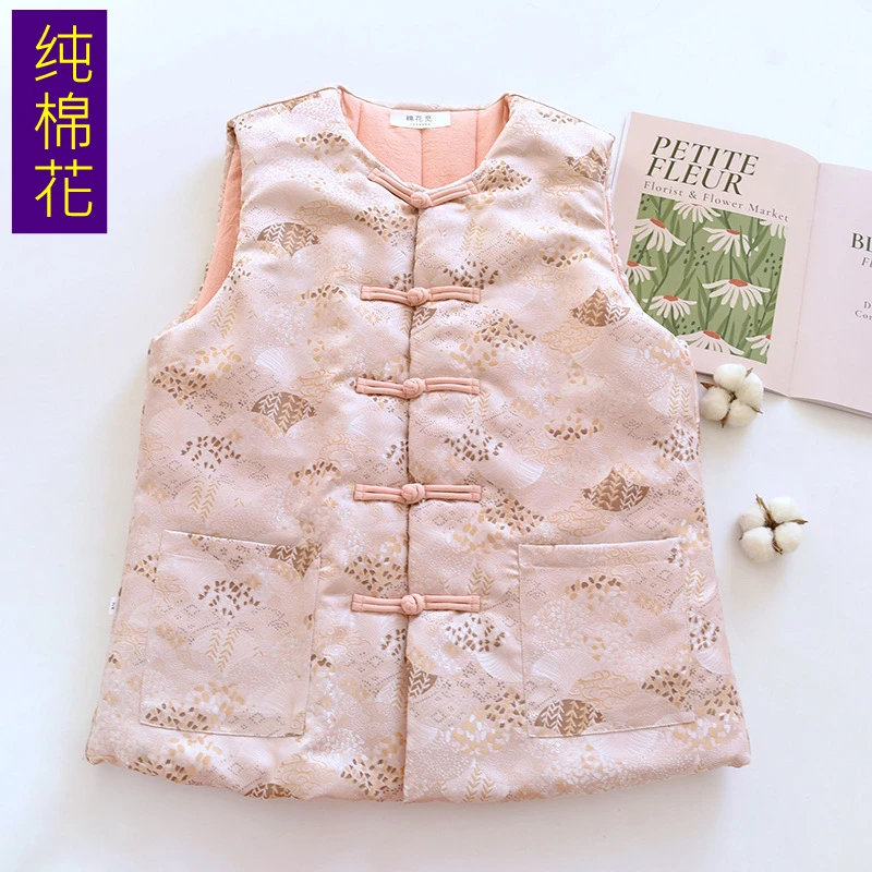 M13纯手工纯棉花女装中国风马夹中式背心纯棉花秋冬绣花圆领