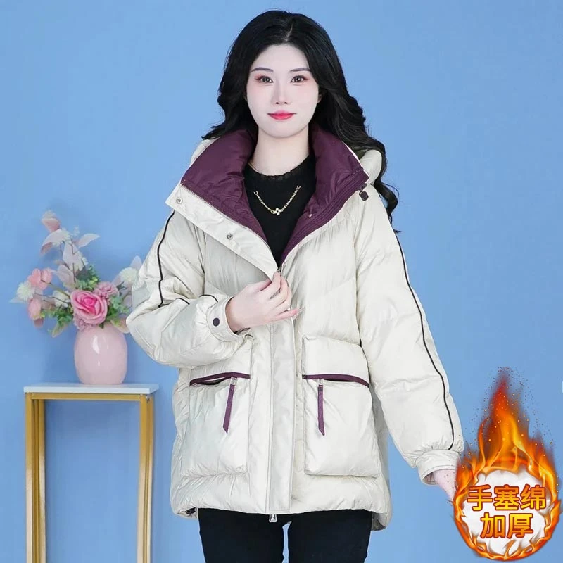 宽松显瘦御寒保暖连帽棉服2025年秋冬季新款韩系加厚休闲百搭外套