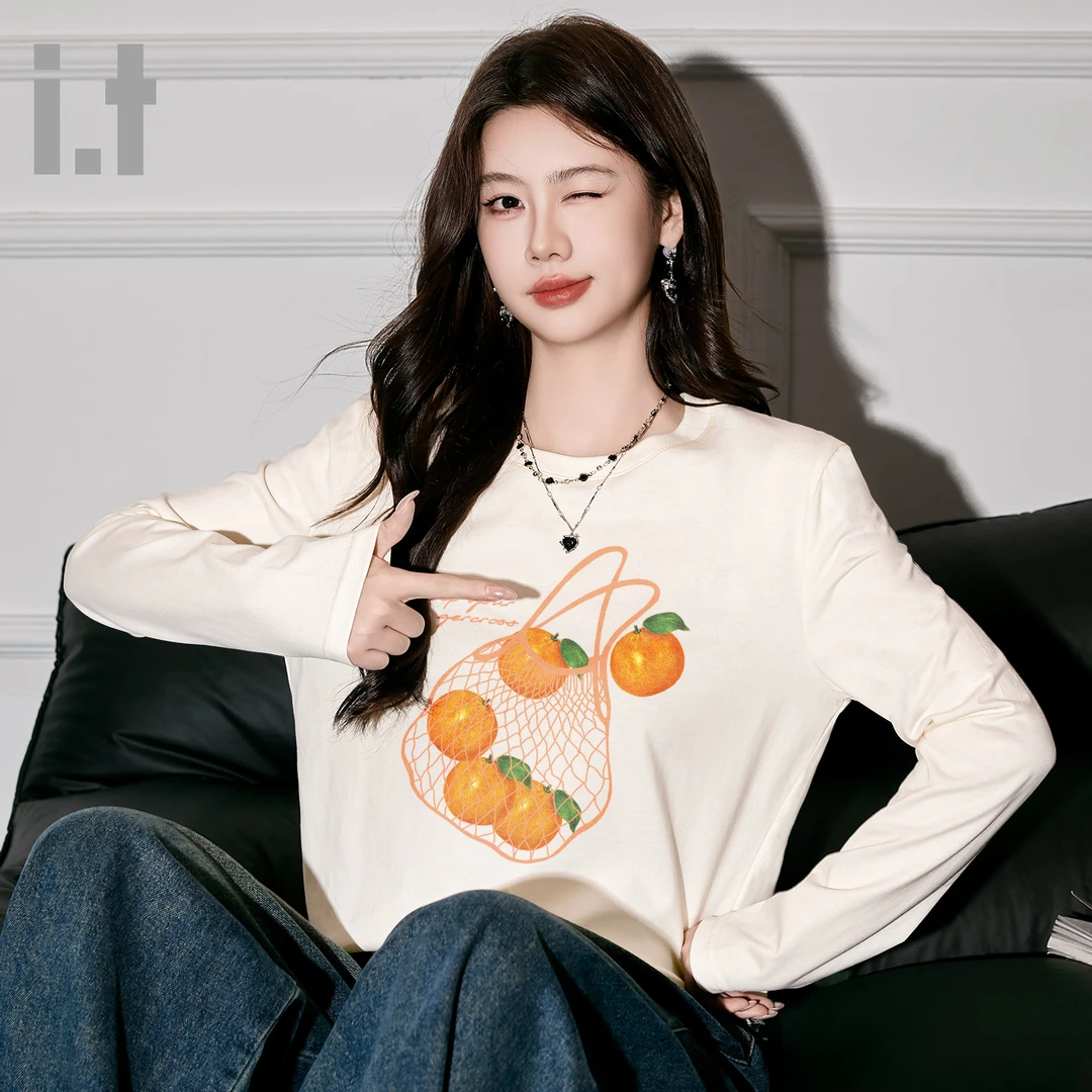 it FINGERCROXX美式潮牌长袖t恤女2025新款秋季纯棉内搭宽松上衣