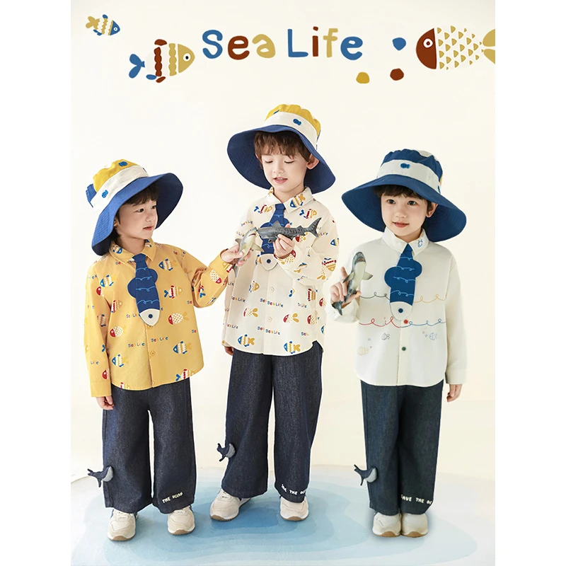 【25年春一波】许多鱼原创设计 趣味造型领带 100棉衬衫N5586 N5652