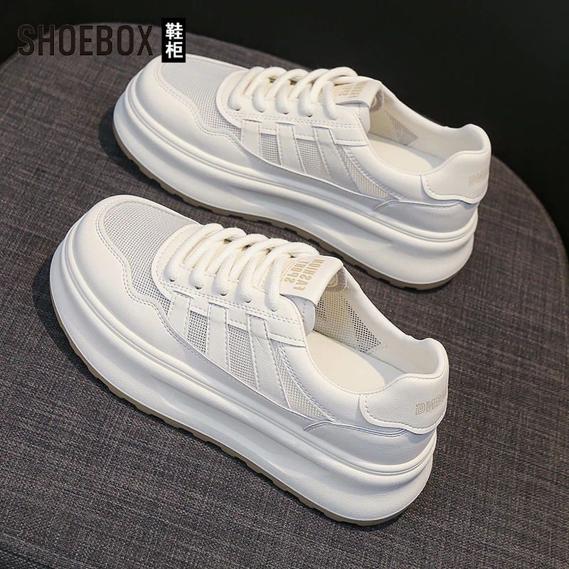 达芙妮集团旗下百搭韩版小白鞋女2025夏新款厚底防滑休闲运动板鞋