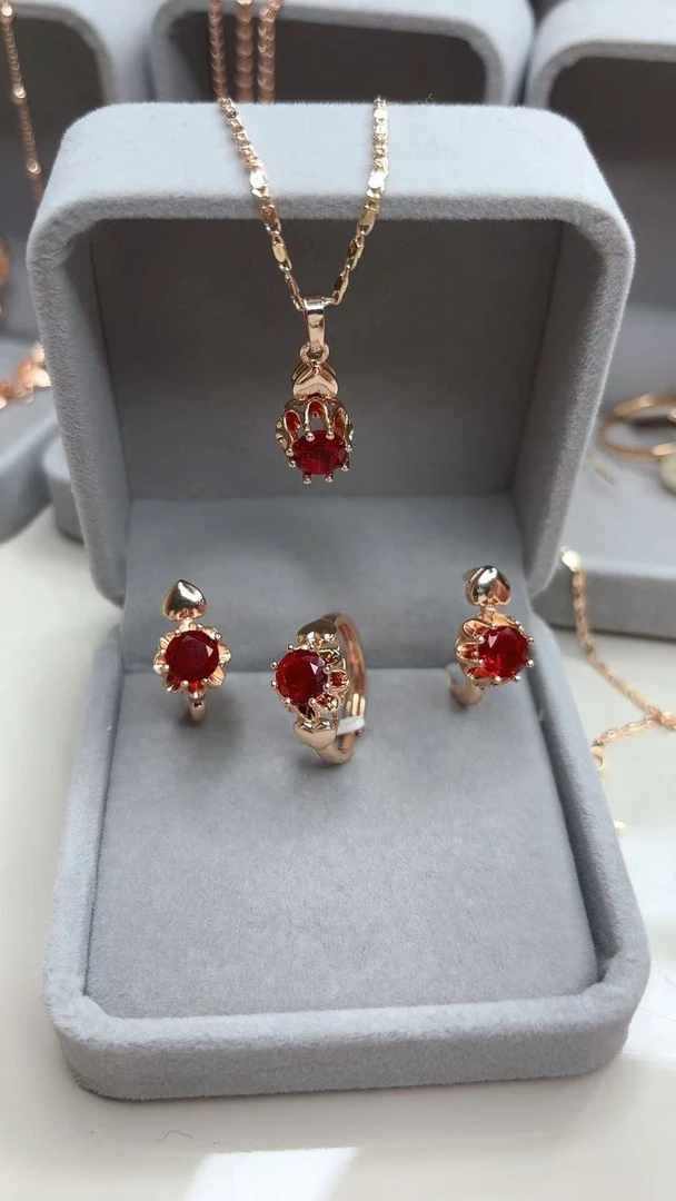 铜合金项链 镀俄罗斯紫金首饰套装