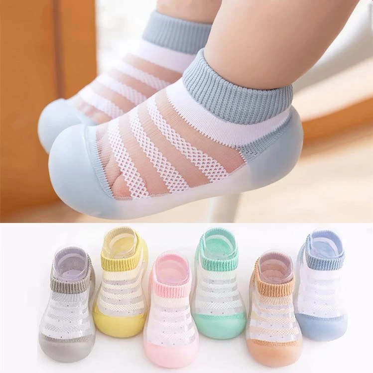 宝宝护脚学步鞋子婴儿夏季薄款网面软底防滑男女冰丝室内地板袜鞋
