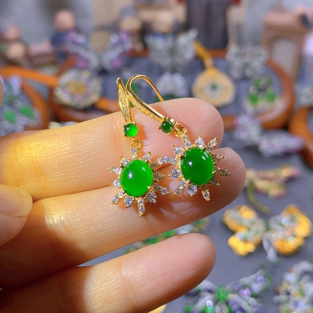 颈饰银S925镶嵌翡翠