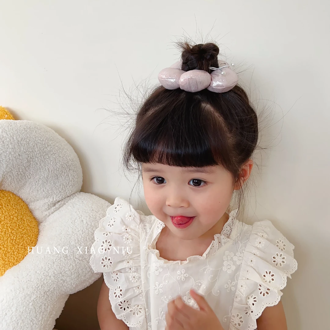 黄小妞 花朵发圈丸子头立体发饰女童扎头发皮筋韩版小女孩头绳