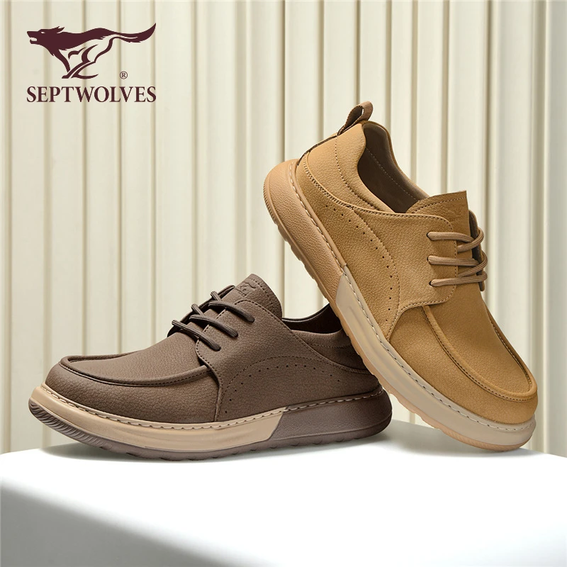 七匹狼男士皮鞋男款2025新款爆款复古休闲皮鞋软皮软底时尚0001