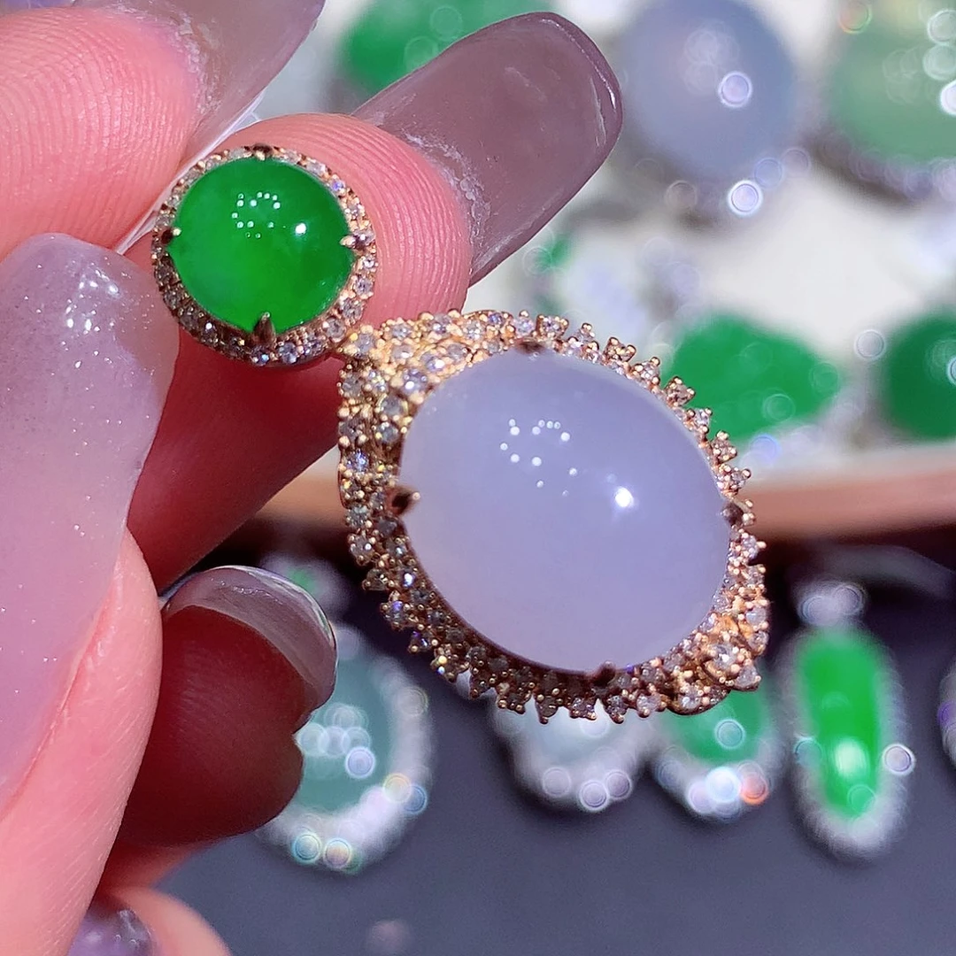 翡翠18K金镶嵌吊坠(不含链)