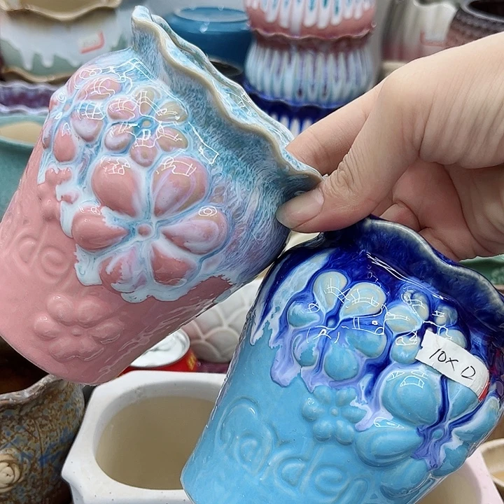 多肉绿植陶瓷花盆9.9包邮，有孔