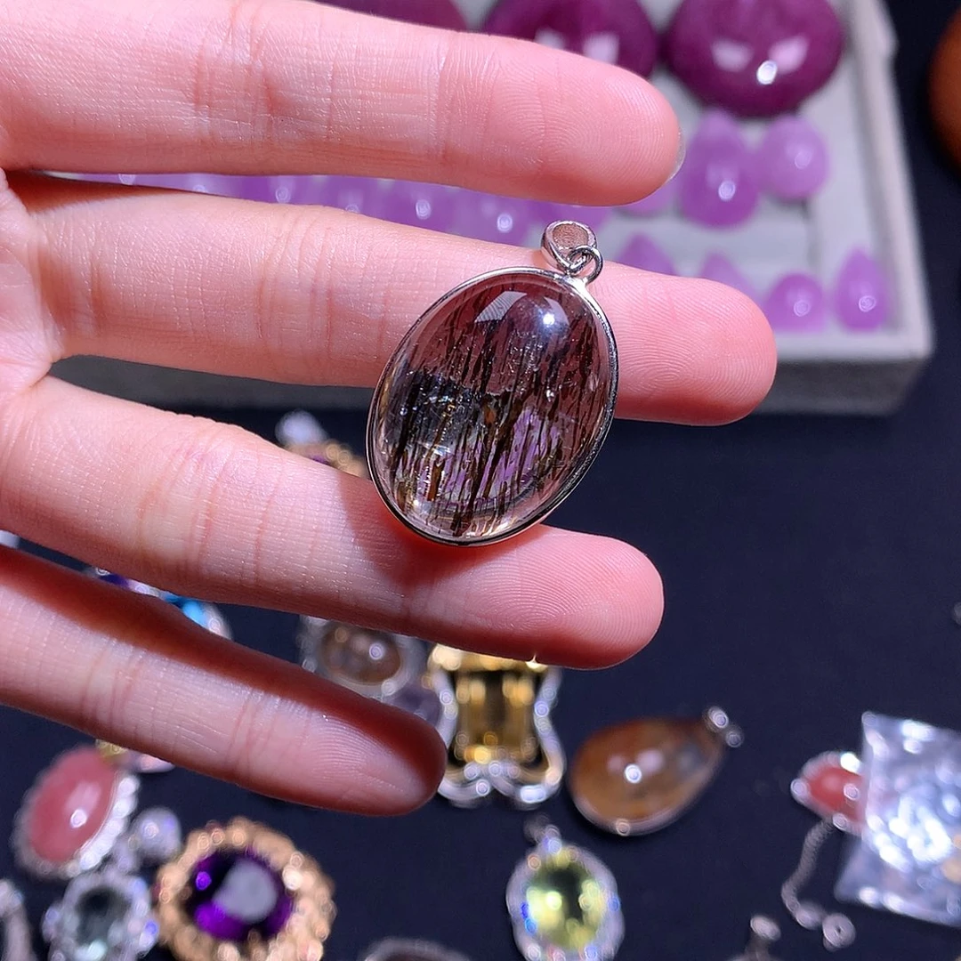 银S925镶嵌手链石榴石白*问