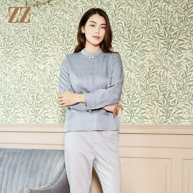 佐尔美商场时尚女士简约长袖衬衫女E12CS19-0330