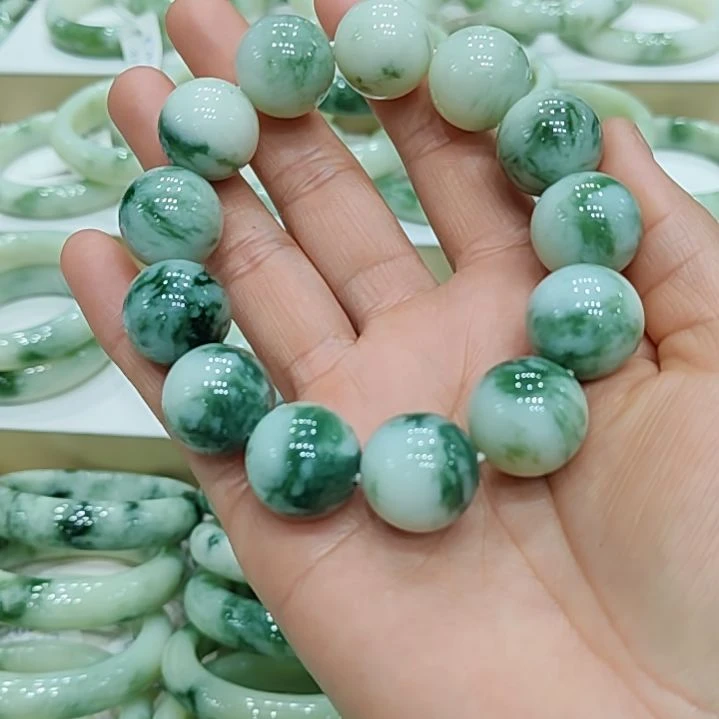 透闪石-蛇纹石玉手链未镶嵌天****有