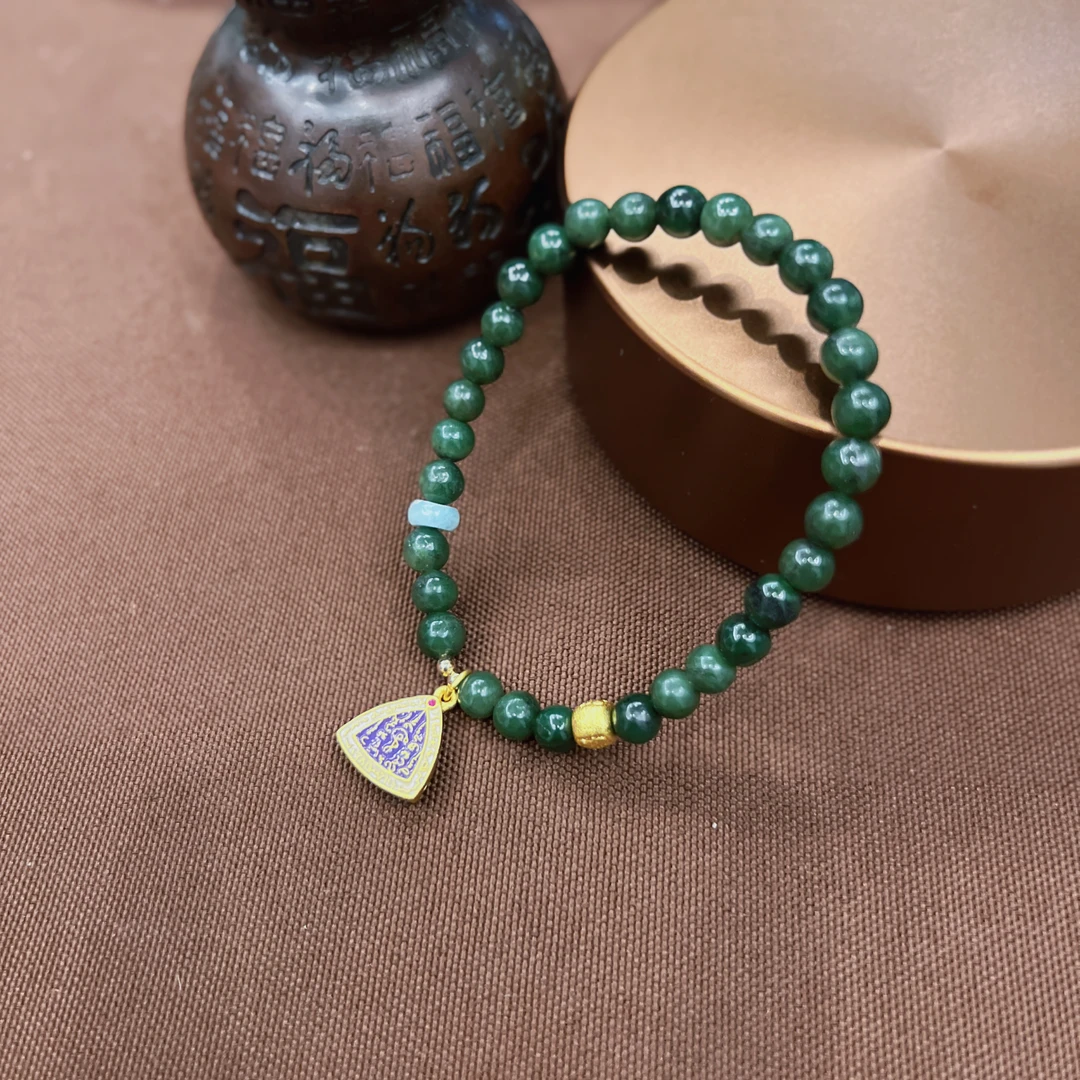 925银手链 蓝宫调 老料碧手串    三年奉X59