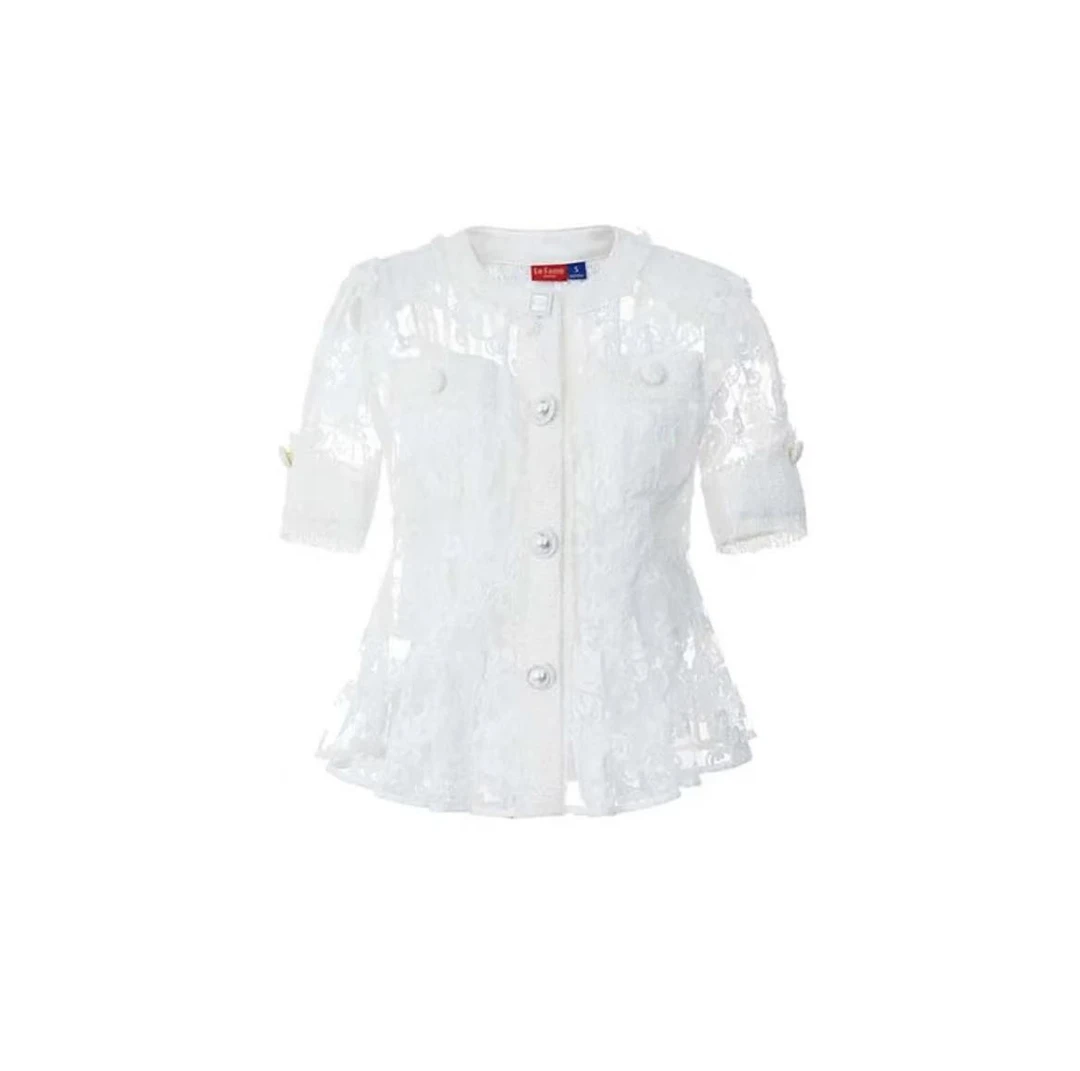 XM6635：冬季拉菲高级感蕾丝两件套姆专柜品质优雅浪漫小衫衬衫