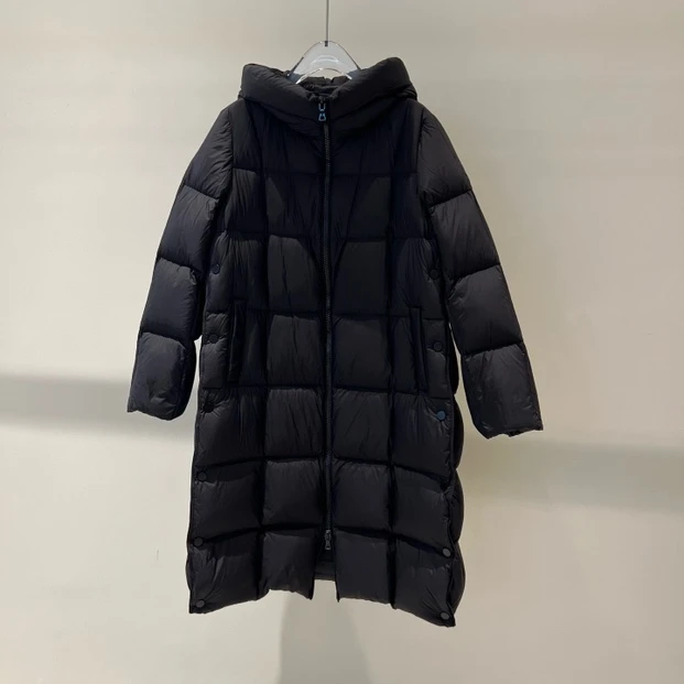 羽绒服-135B004166艾家时尚长款连帽侧排扣保暖