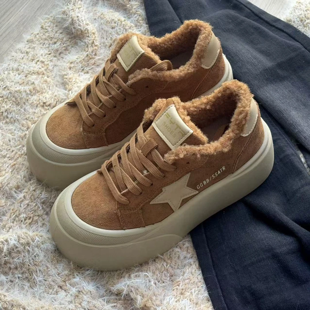 q76时尚百搭复古学生厚底韩版潮流加绒高帮冬季女鞋