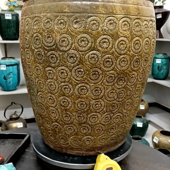 陶土金钱缸复古家居日用品陶瓷