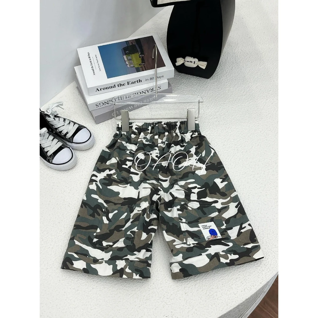 OAOH印花宽松韩版中裤夏季男休闲裤潮流童装短裤工装K6793