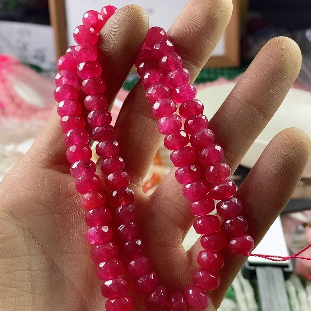 玛瑙/玉髓珠宝半成品合金一条8mm玫红玉髓切面隔片A221