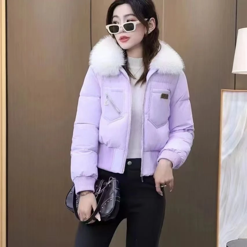 [紫色棉服]棉服韩版百搭短款棉衣中国红棉袄女装保暖潮流女款-A27