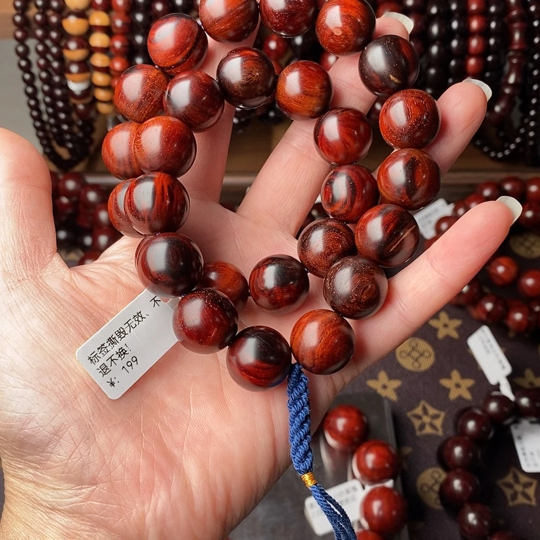小叶紫檀手串/手链瑕疵珠：原汁原味小叶紫檀1.5/27颗手持