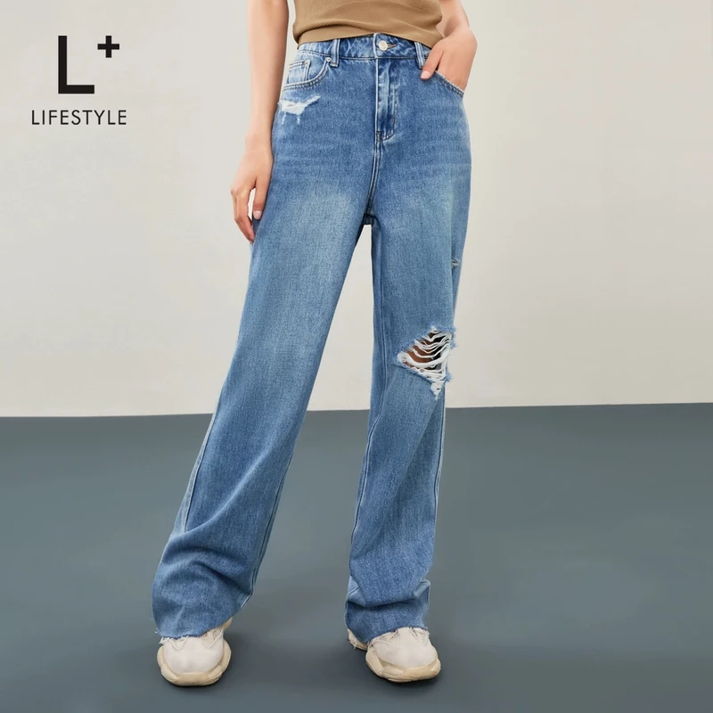 【谷邦L+lifestyle】破洞牛仔裤 L3195309