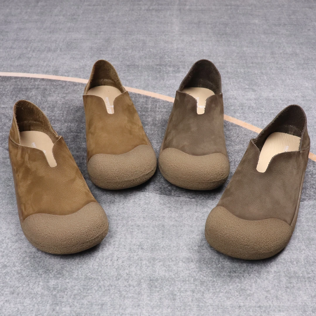 夏季新款男士一脚蹬包头单鞋头层牛皮休闲皮鞋软皮软底时尚男鞋