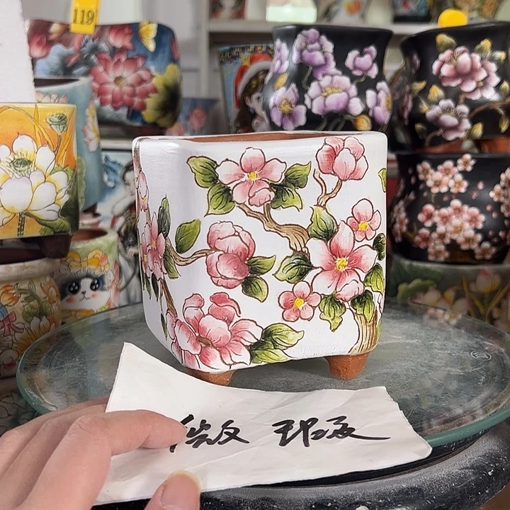 D***姨满38包邮 景德镇幸运花盆